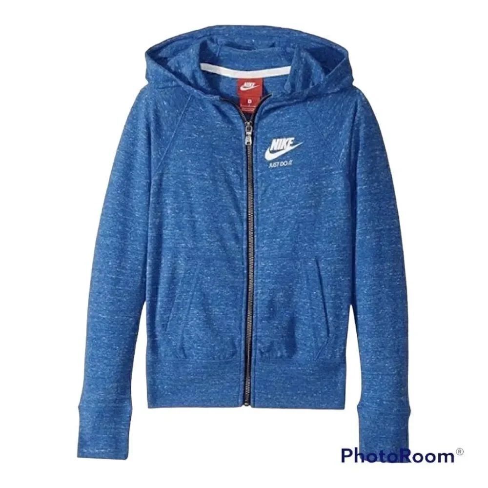 Nike Sportswear Gym Vintage Big Kids (Girls) Hoodie (Small, Blue Jay)
